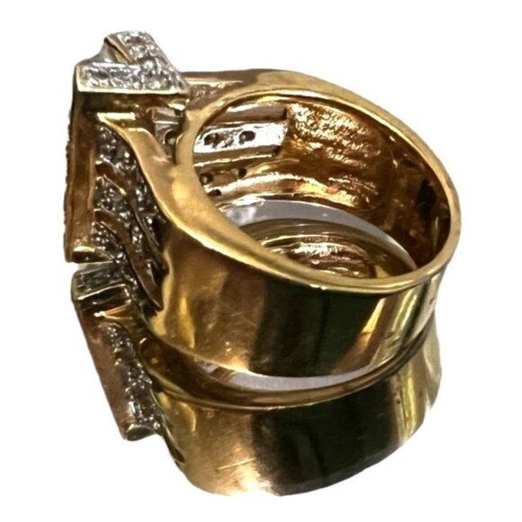 Diamond Embellished Baguette Gold Ring Sz 10 Womens Cubic Zirconia Gorgeous Dazz - Picture 3 of 9